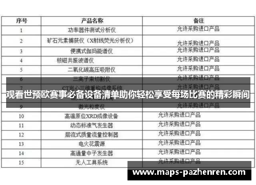 观看世预欧赛事必备设备清单助你轻松享受每场比赛的精彩瞬间